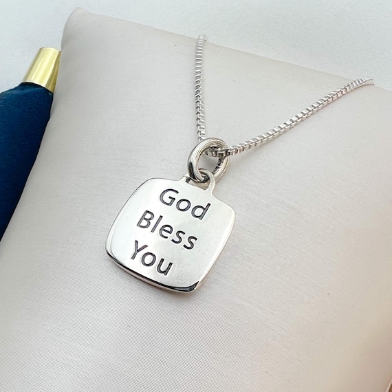 God Bless You Pendant | Modern Square Design for Spiritual Grace 
