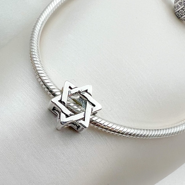 Charm étoile de David en argent sterling 925, parfait pour un bracelet à breloques Pandora