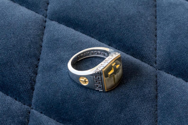 Cross Signet Ring | Christian Signet Ring for Men | Holy Land Faith ...