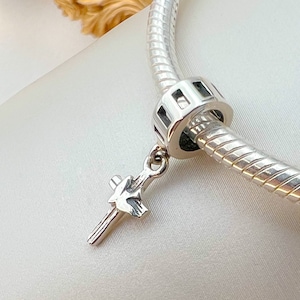 Ciondolo a forma di croce, cuore e ancora in argento Sterling 925 placcato oro per donna, fede, amore, speranza, adatto per tutti i comuni braccialetti e braccialetti con charm, colore: oro