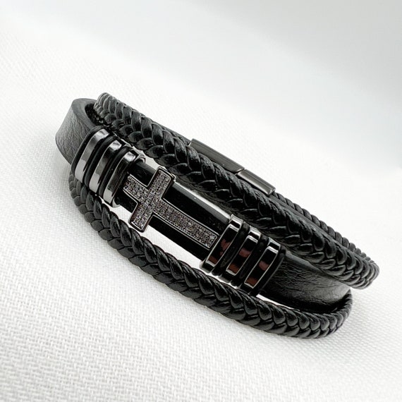 Buy Mens Leather Bracelet, Triple Wrap Braided Leather Bracelet With  Lobster Clasp, Wrap Bracelet, Braided Mens Bracelet, Online in India - Etsy