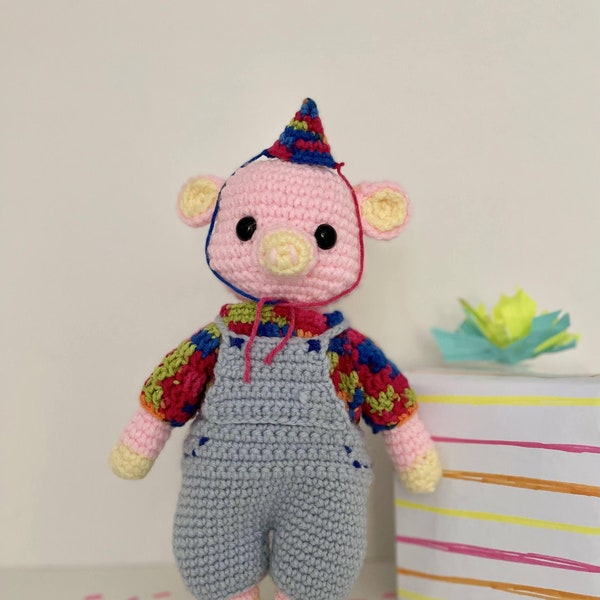 Percy the Party Pig- LIMITED crochet stuffed doll amigurumi