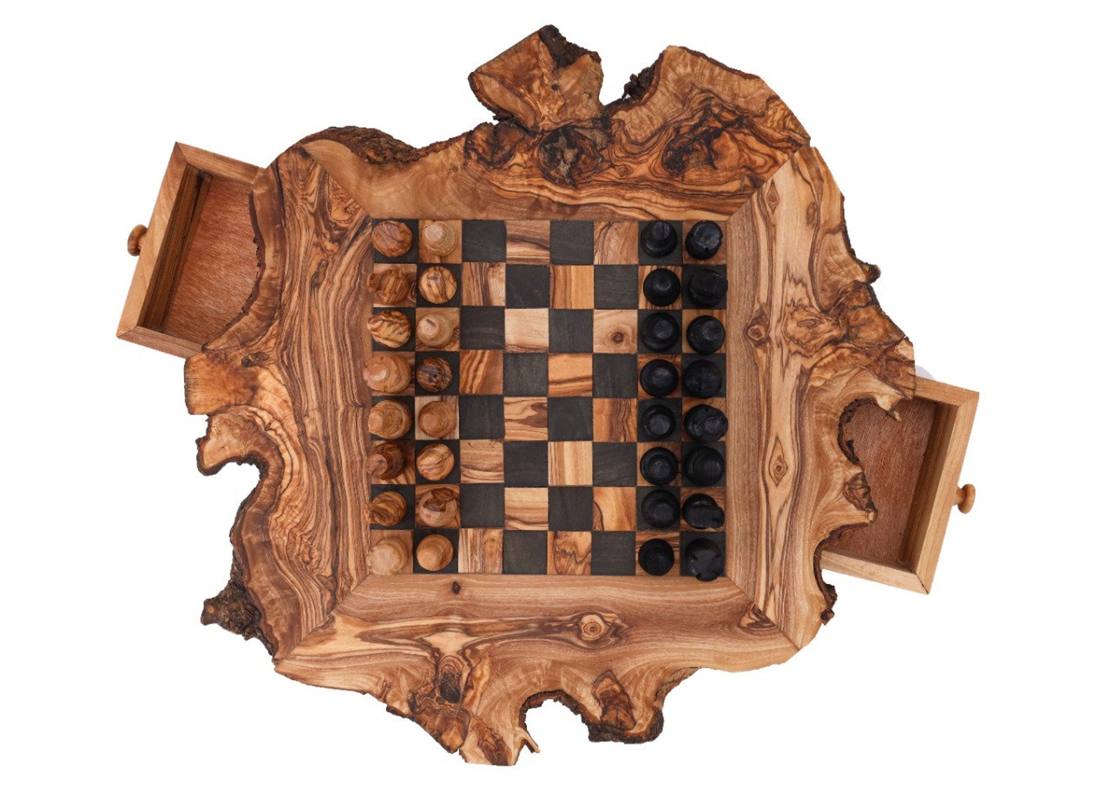 Olive WOOD CHESS SET, Chess Table, Custom Chess Board, the Queens