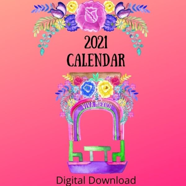 2021 Printable Mexican Themed Calendar | Etsy