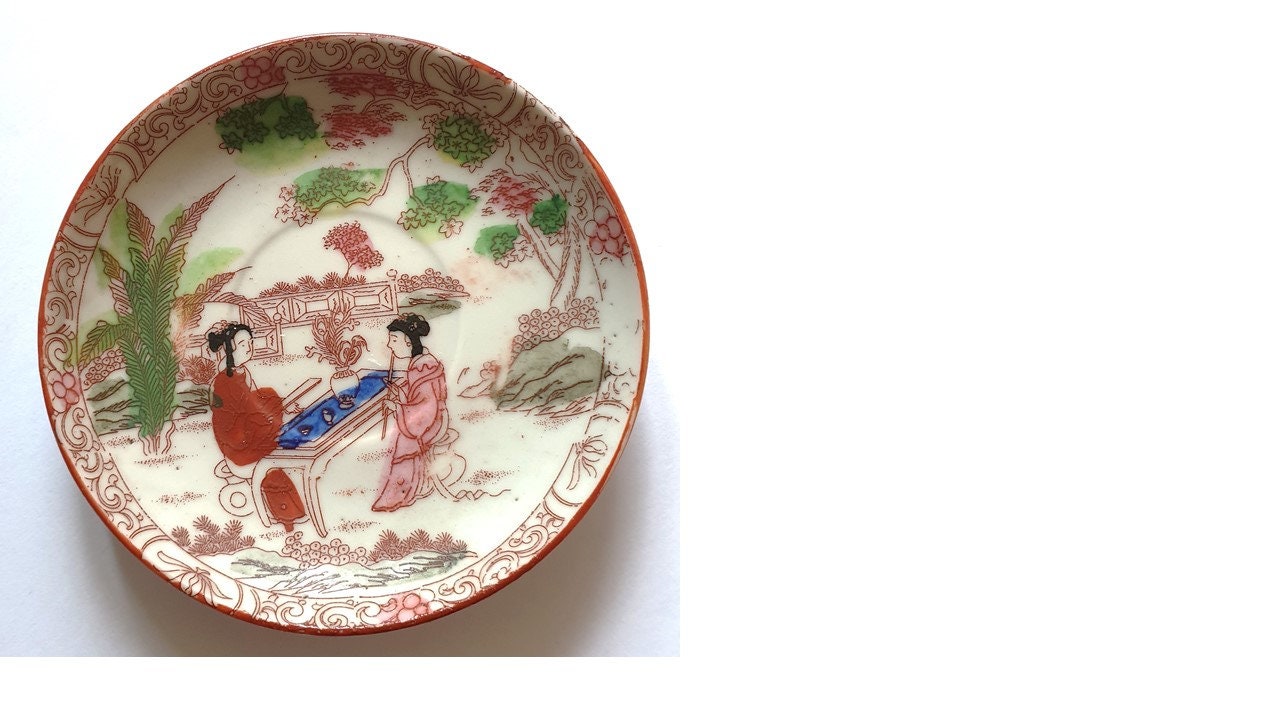 Vintage Japanese Satsuma Coffee Set of 8 Coffee Cups and Saucers Etsy