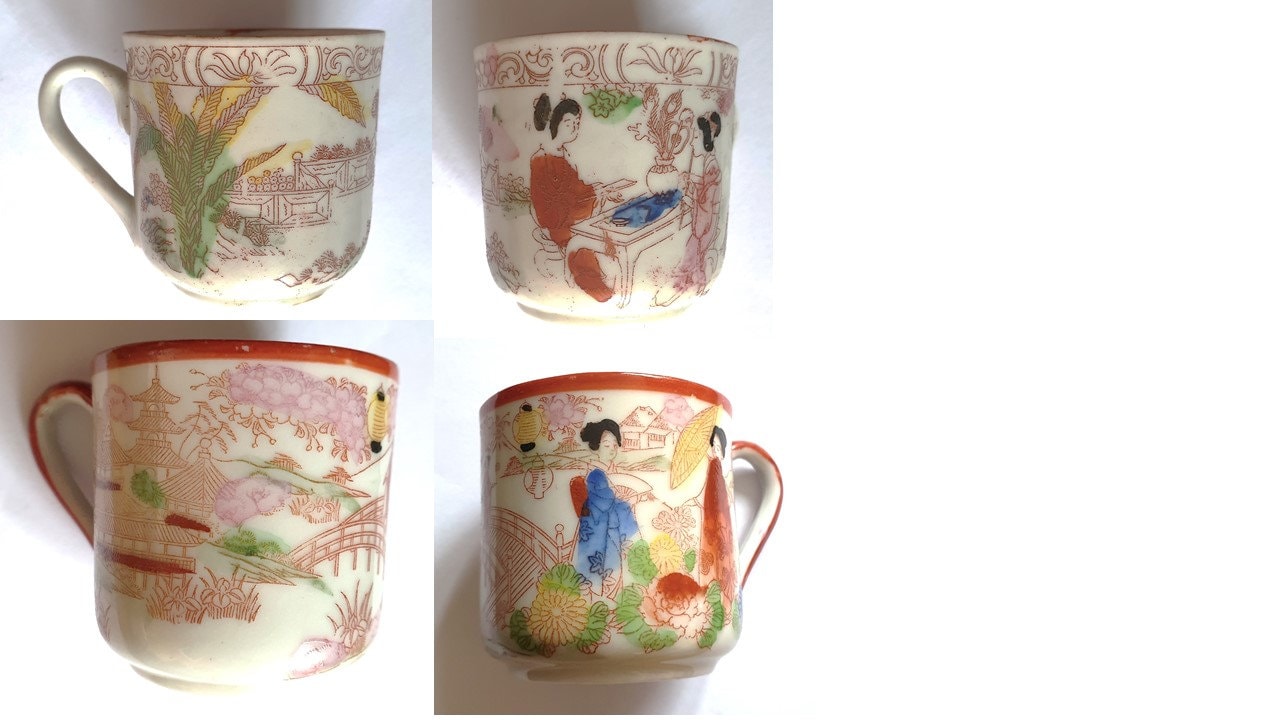 Vintage Japanese Satsuma Coffee Set of 8 Coffee Cups and Saucers Etsy