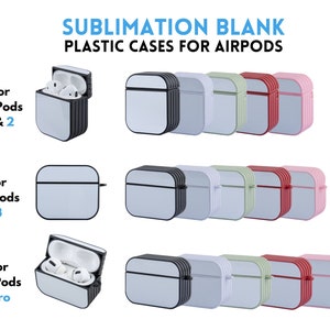 Sublimation AirPods Case Blanks | Sublimation Blanks Case for AirPods 1, 2, 3 & Pro | 5 Colors | Plastic Air Pod Cover with Aluminum Inserts