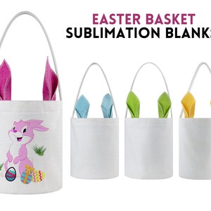 Easter Basket Sublimation Blanks, Easter Basket blanks, Sublimation Linen basket, Basket blanks, Easter Bunny Bag, Bunny Bucket in 4 colors.