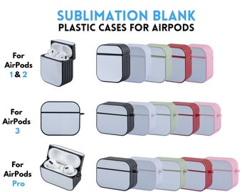 Sublimation AirPods Case Blanks | Sublimation Blanks Case for AirPods 1, 2, 3 & Pro | 5 Colors | Plastic Air Pod Cover with Aluminum Inserts