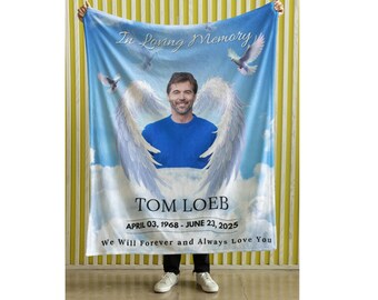 Personalized In Loving Memory Photo Blanket: Plush Memorial Keepsake minky fleece blanket