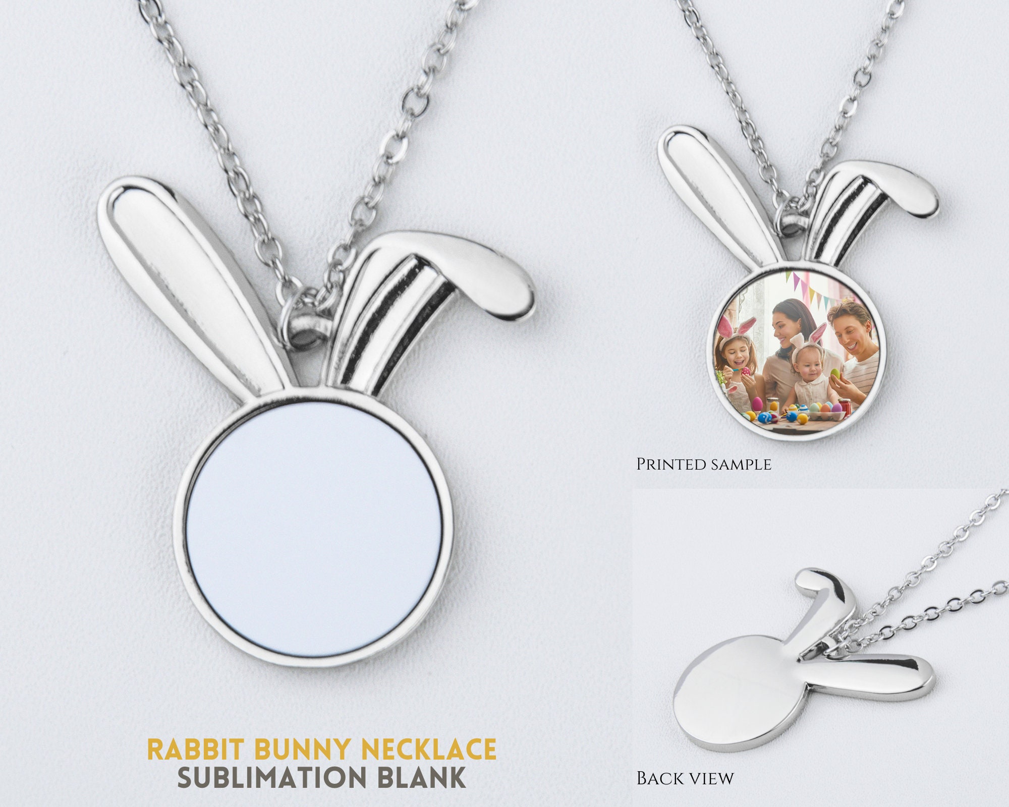Personalized Easter Bunny Pendant Necklace with Photo, Rabbit Pendant Necklace, Easter Gift