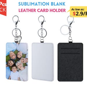 10x opakowanie smukłych etui na karty do sublimacji | Skórzany brelok z PU | Pusty klips, etui na karty, brelok do kluczy, zawieszka do torby do sublimacji