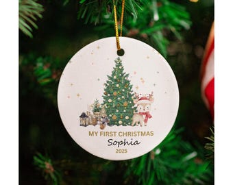 Baby's First Christmas Personalized Christmas Ceramic Ornament with Name -  My First Christmas 2025
