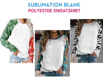 100% Polyester Cotton Feel Sublimation Faux Bleached Sweatshirts | Unisex Bleach Sweatshirts | Blank Crewneck Tie-dyed Sweatshirts Christmas