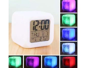 Sublimation Blank LED Clock | Customizable Digital Color Change Alarm