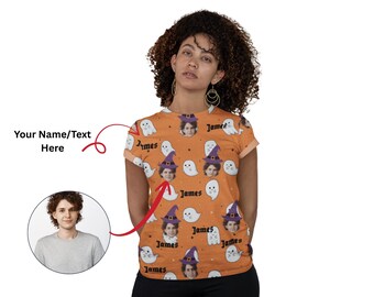 Custom Halloween Photo T-Shirt – Personalized Unisex Tee, Printed Both Sides, US Sizes S–5XL