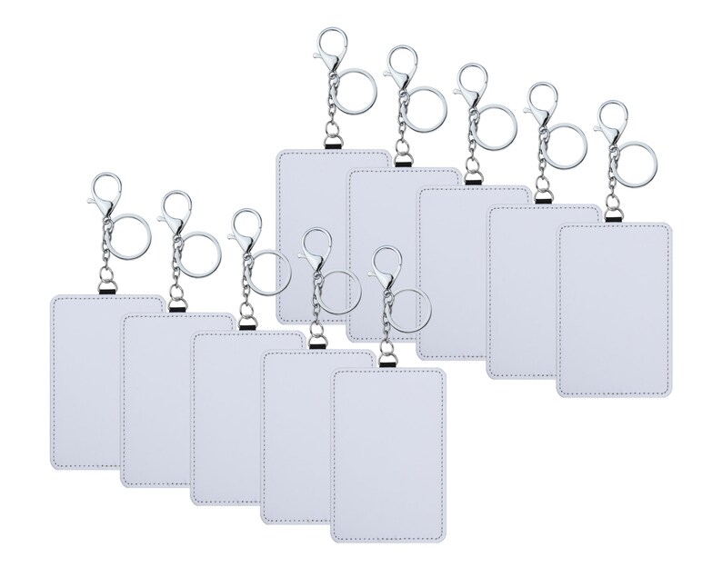 10x pack Sublimation Slim Card Holder | Leather PU Keychain Card holder | Blank Clip Wallet Card Holder KeyChain Bag Tag for Sublimation image 3