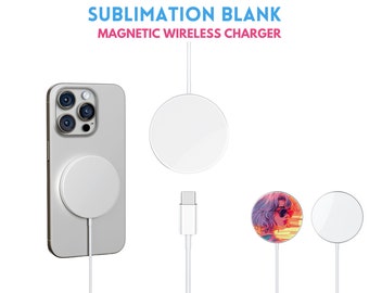 Sublimation Blank Magnetic Wireless Charger | Wireless Charger with Printable Tempered Glass | Magnetic Induction Wireless Charger