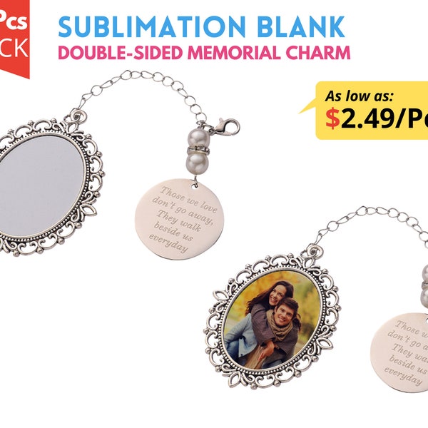 10 pack Sublimation Bouquet Charm Blanks| Sublimation Memorial Photo Charms | Wedding Tassel Charm | Wedding charm double-sided printing