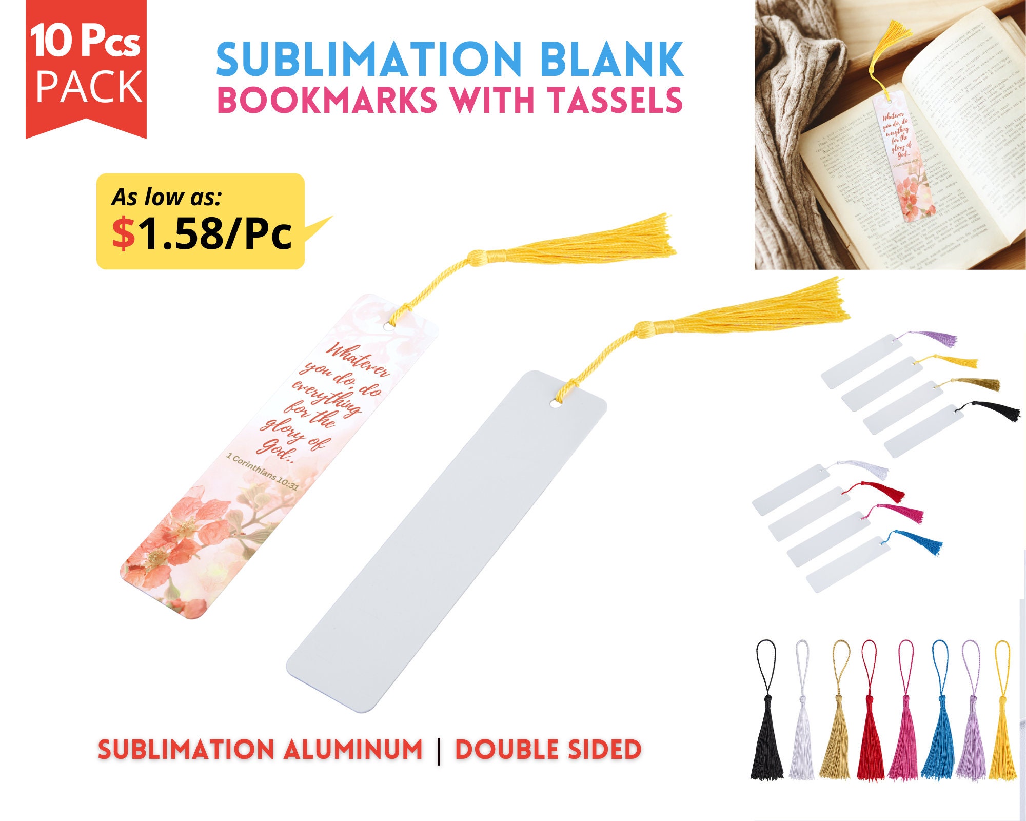 Sublimation bookmark, gloss white, double-sided RTS – ACC Sublimation Blanks  & Designs