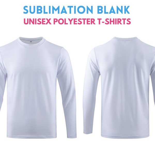 Unisex Adult Sublimation Long Sleeve T-Shirt | 95% Polyester Cotton Feeling Sublimation Long Sleeve Shirt | Sublimation Tshirt | White Color