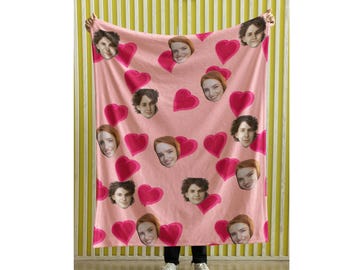 Custom Face & Name Throw Blanket – Personalized Photo Plush Gift, Soft Cozy Blanket, Multiple Sizes