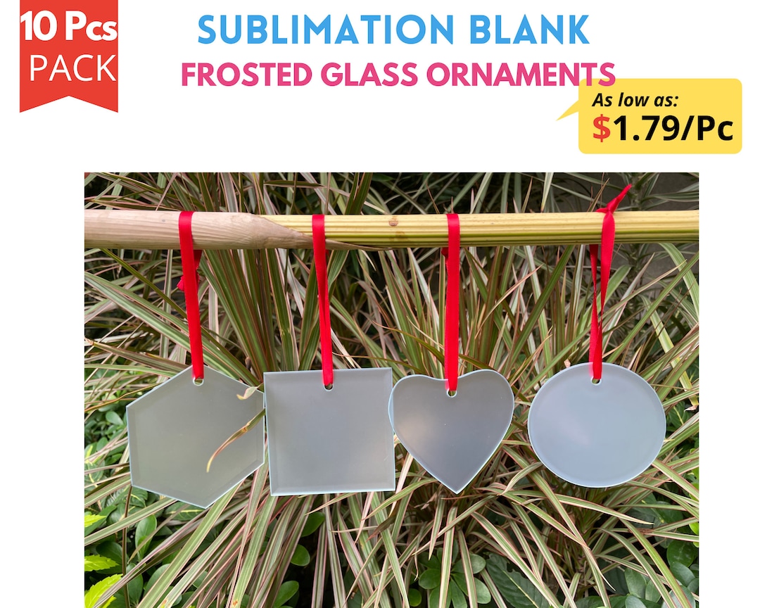10x Pack Christmas Ornaments Sublimation Blanks 3 Frosted Glass