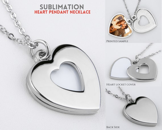 Heart Pendant Necklace Sublimation Blanks, Heart Necklace, Heart Flap Cover  Necklace, Sublimation Necklace Blanks, Custom Blank Necklace 