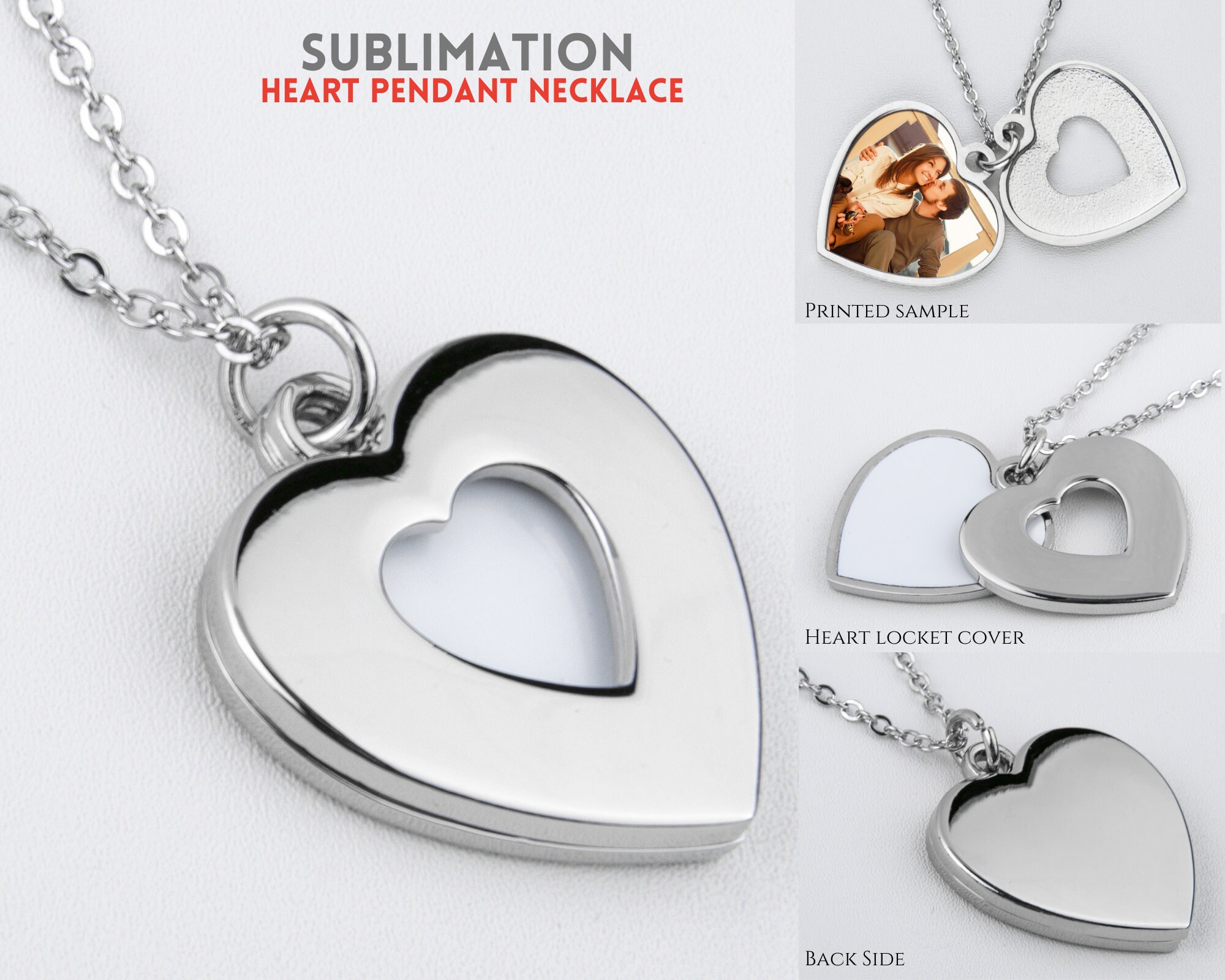 Sublimation heart necklace deals