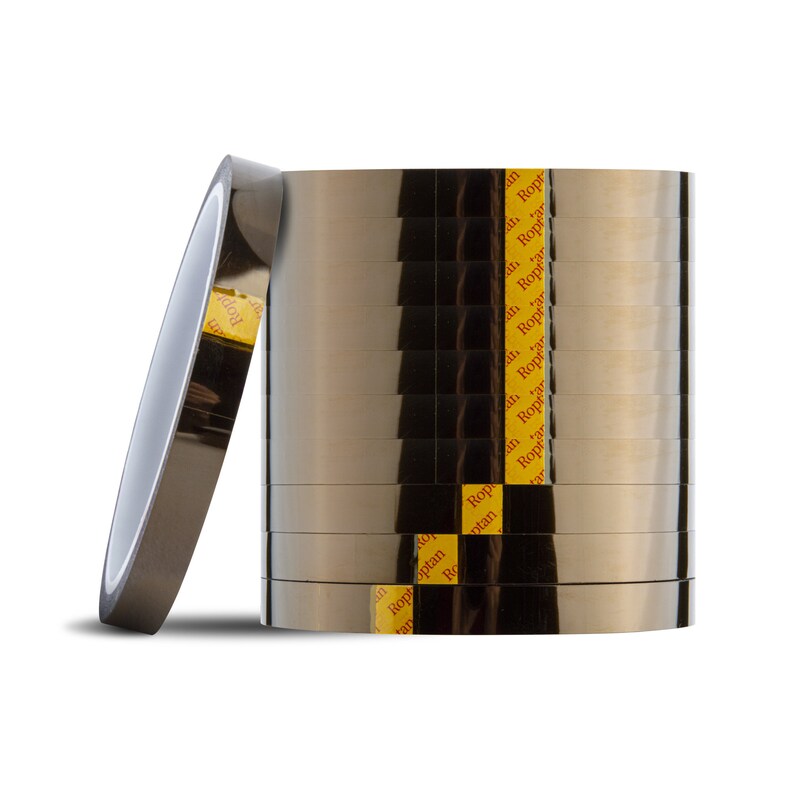May include: A roll of black heat resistant tape with a yellow and red label that says "Roptan".