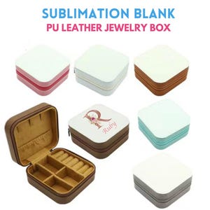 6 Colors Sublimation PU Leather Jewelry Box | Personalized Jewelry box | Bridesmaid Jewelry Box Travel Jewelry Case| Custom Name Jewelry box