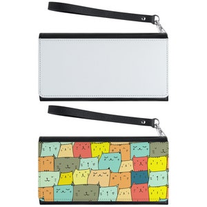 Cartera de piel sintética con sublimación y correa para la muñeca / Cartera de piel personalizada / Cartera con logotipo personalizado / Cartera larga en blanco