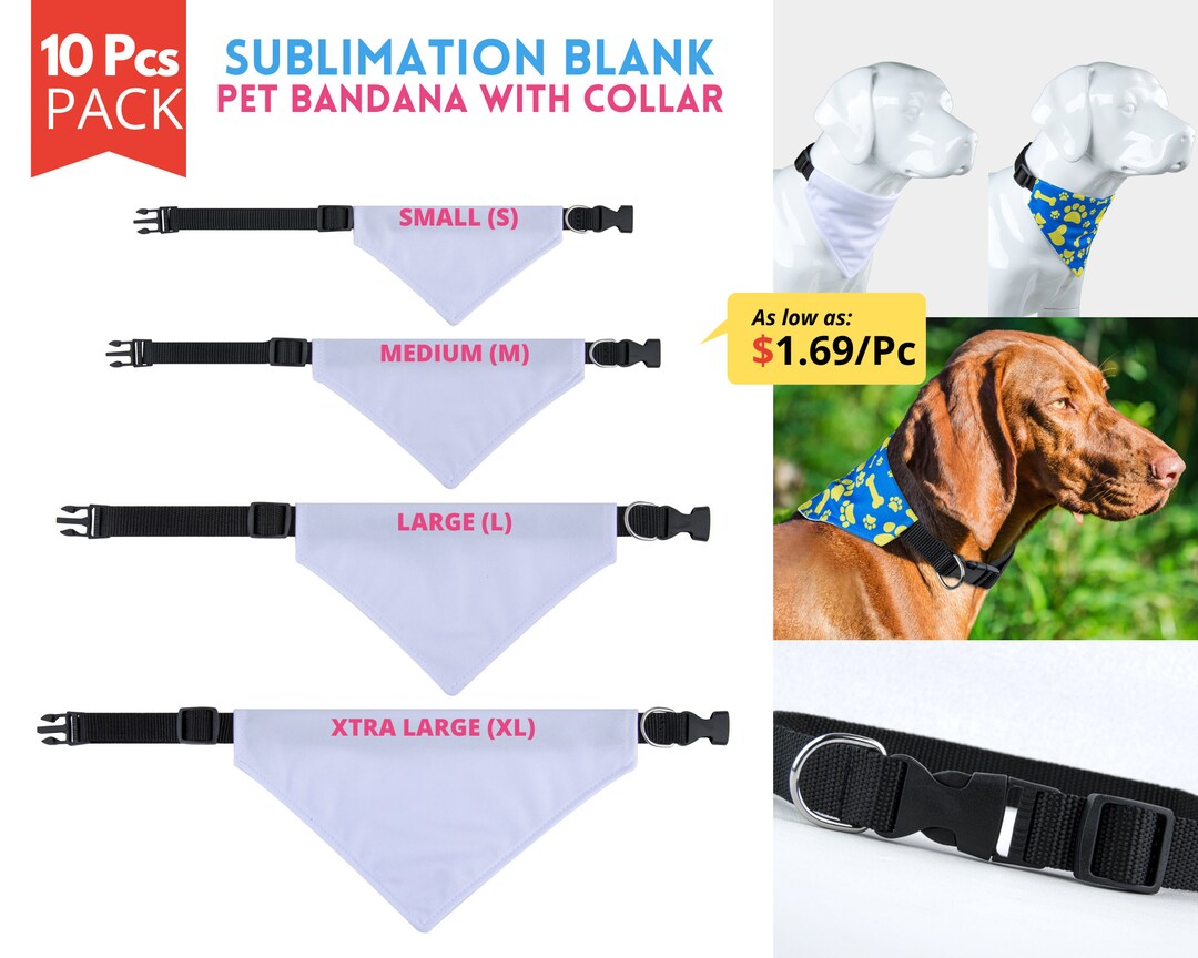 10pack Customizable Dog Bandana Collars With Sublimation Printing