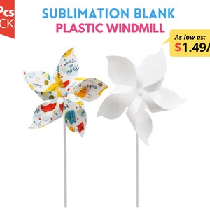 10pcs Pack Sublimation Windmill Blanks | Custom Blank Plastic Windmill | DIY Printing Home Garden Windmills | Kids Gifts