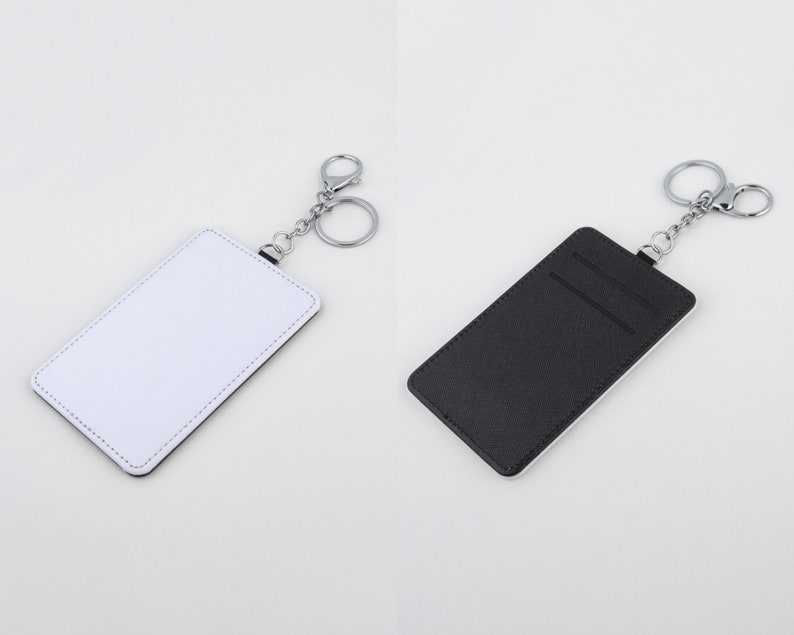 10x pack Sublimation Slim Card Holder | Leather PU Keychain Card holder | Blank Clip Wallet Card Holder KeyChain Bag Tag for Sublimation image 5