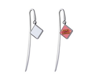 Marcadores de livro em branco de metal para sublimação | Marcadores de livro em branco para sublimação personalizados para presente | Marcador de livro com pingente