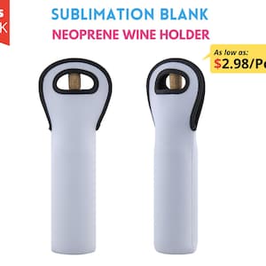 5x Pack Sublimation Neoprene Wine Bottle Holder Blanks | Wine Tote Bag for Sublimation Printing | Custom Logo Wine Bottle Bag Holder Carrier