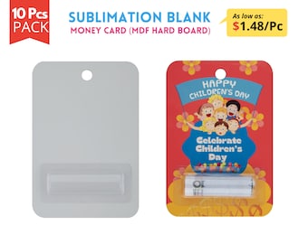 10x pack Sublimation Blanks Money Card | MDF Hard Board Money Card holder | 1 Side Printable blank cash cards suitable for Dollar bills