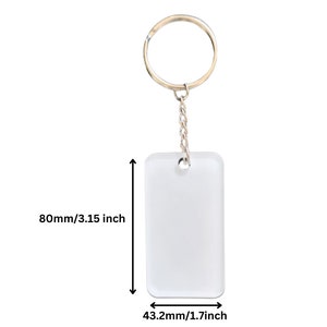 10x Pack Sublimation Acrylic Keychain Blank | Custom Acrylic Keychains | Personalized Acrylic Memorial Keychains image 3