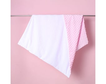 Blank Blank Minky Dot Throw Baby Blanket 30x40 inch | 3 Colors Pink Blue White Available