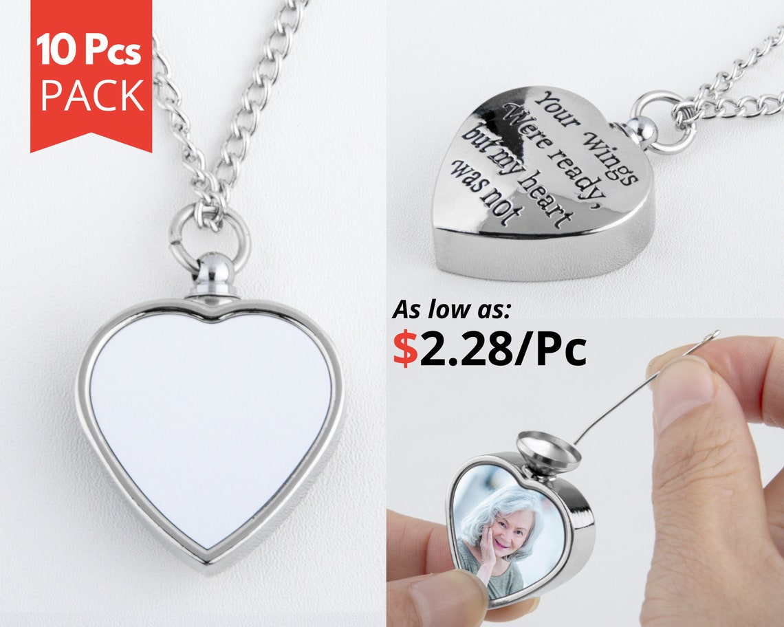 10x Urn Necklace Sublimation Blanks Ashes Necklace Memorial Etsy UK