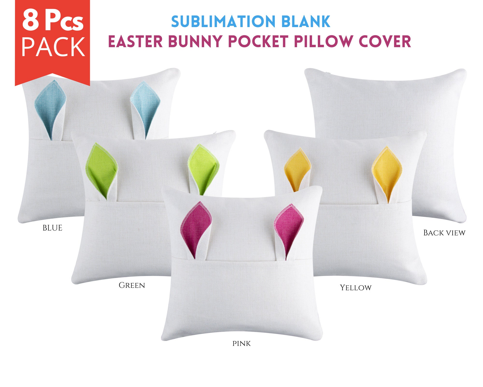10Pcs Sublimation Blank Pillow Case Bowknots Cartoon Soft Cushion
