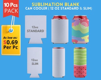 10-Pack Sublimation Blank Can Coolers, Neoprene Can Huggie Blanks
