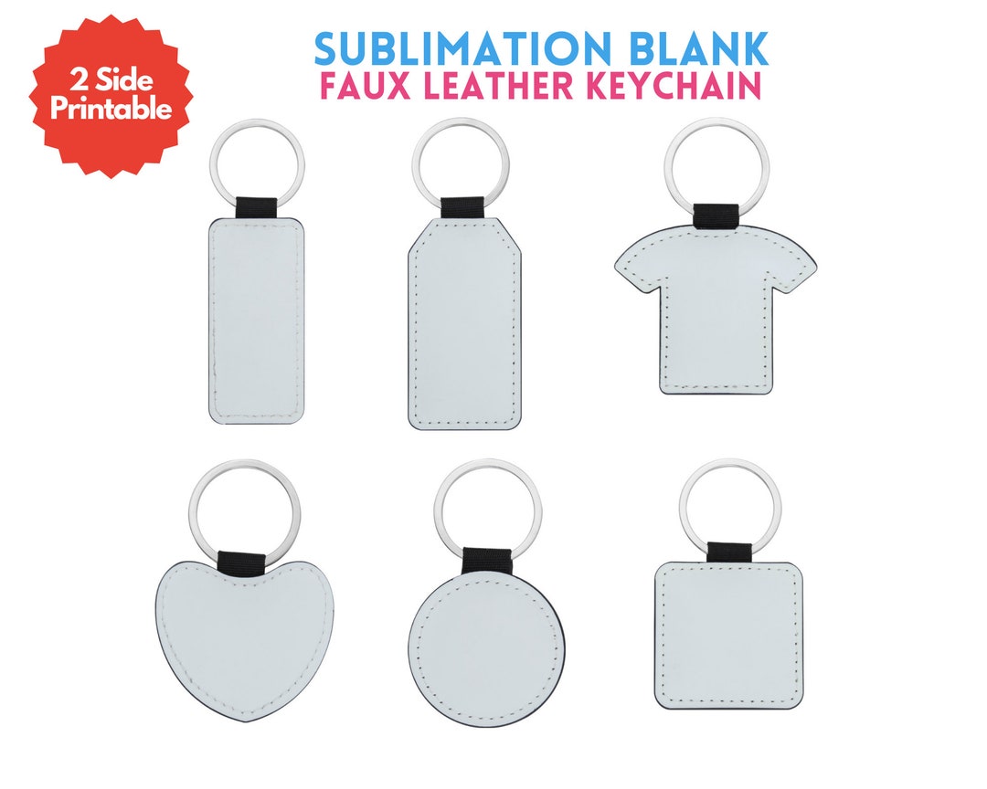 blanksub_006store DIY Sublimation PU Leather Keychain in Black and White with Heart Shape Leather Pendant