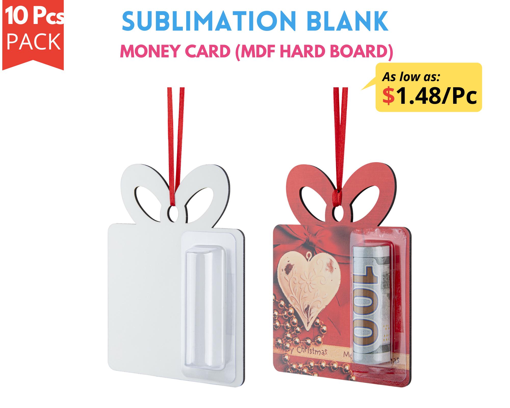 10x pack Sublimation Money Card Blanks MDF Hard Board Money Cash Card holder Money Gift Card Holder for Christmas Christmas Ornaments