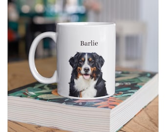 Personalized Pet Mug - Custom Pet Portrait & Name - 11oz Ceramic Coffee Cup - Custom Pet Gift for Dog or Cat Lovers
