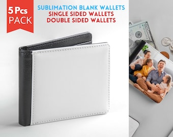5 Faux Leather Sublimation Wallet Blanks: Black Bi-Fold Men's Wallet