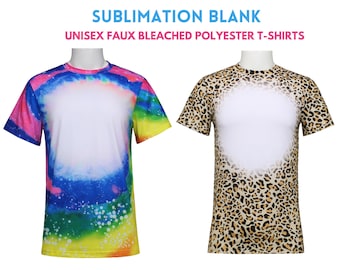 US True Sizes 95% Polyester Sublimation Tie Dye T-Shirts | Cotton Feeling Sublimation Faux Bleached Shirt  | Custom Rainbow Leopard Tshirt