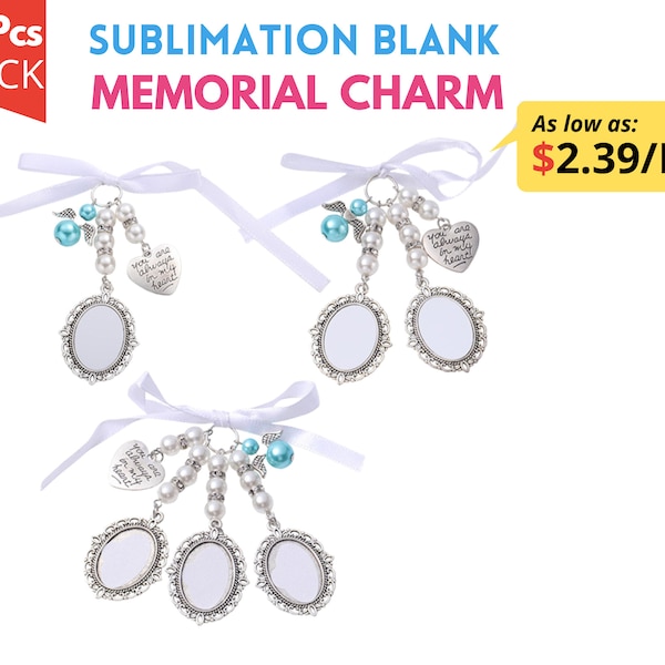 10 pack Sublimation Bouquet Photo Charm Blanks | Custom Memorial Charms | Wedding Tassel Charm | Wedding charm you are always in my heart