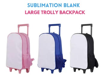 2pcs Pack Sublimation Blank Trolly Backpack Large Size Trolley School Bag 3 Colors Available